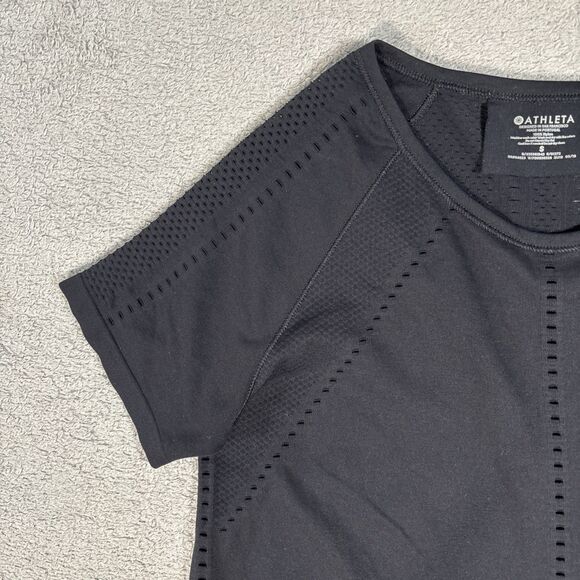 Athleta Foothill T Shirt Women’s Size S Black Vented Workout Outdoors Yoga Basic - Picture 5 of 13